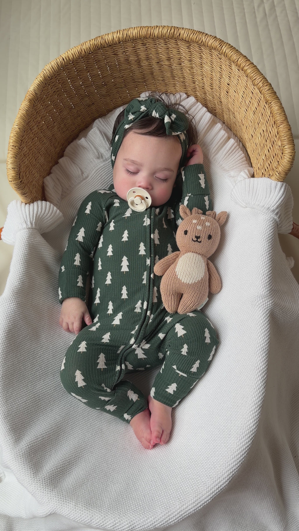 Christmas Trees Small Ribbed Zip Romper