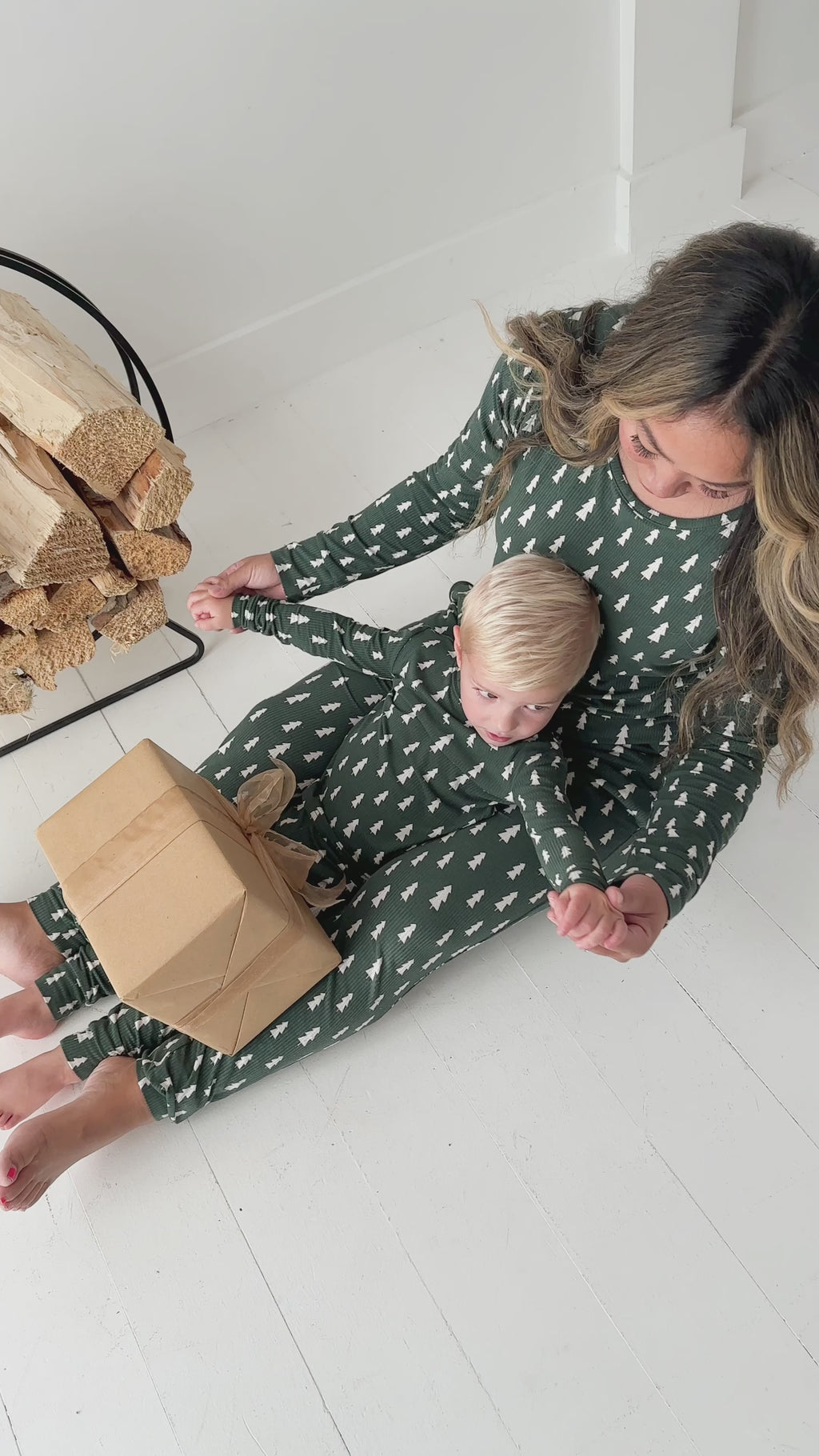 Christmas Trees Small Ribbed Women's Matching Set