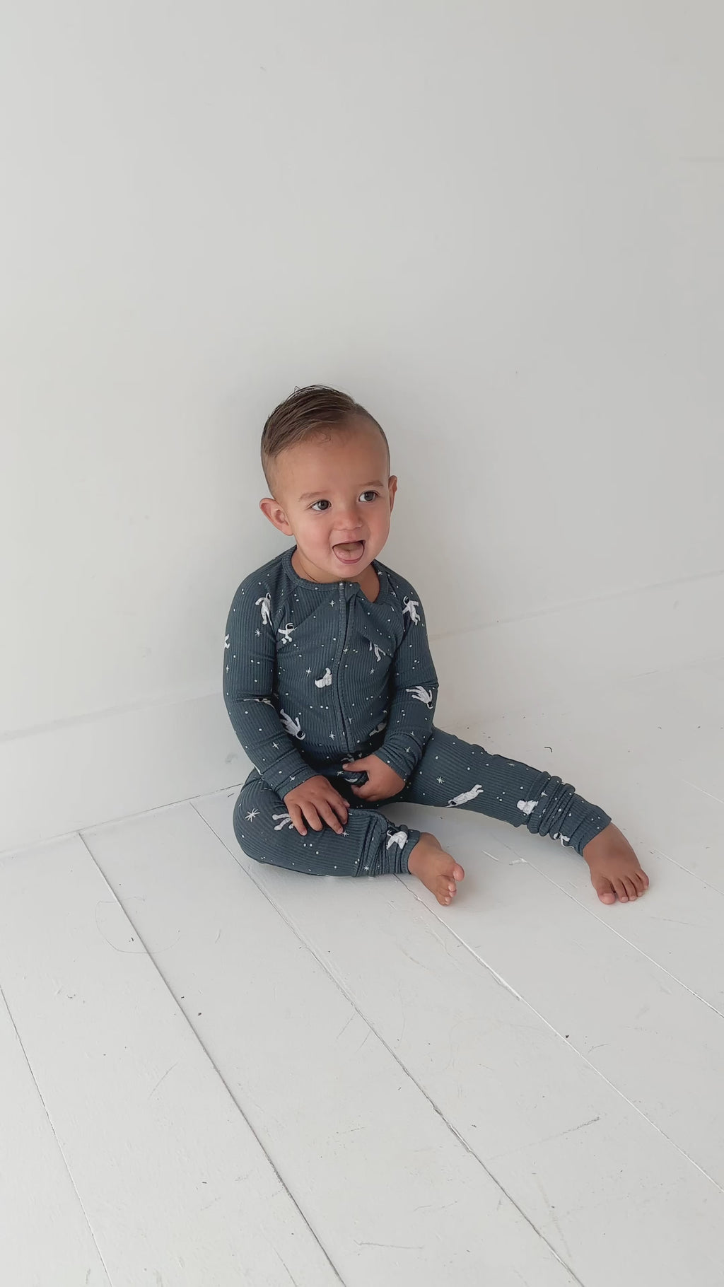 Astronauts Small Ribbed Zip Romper