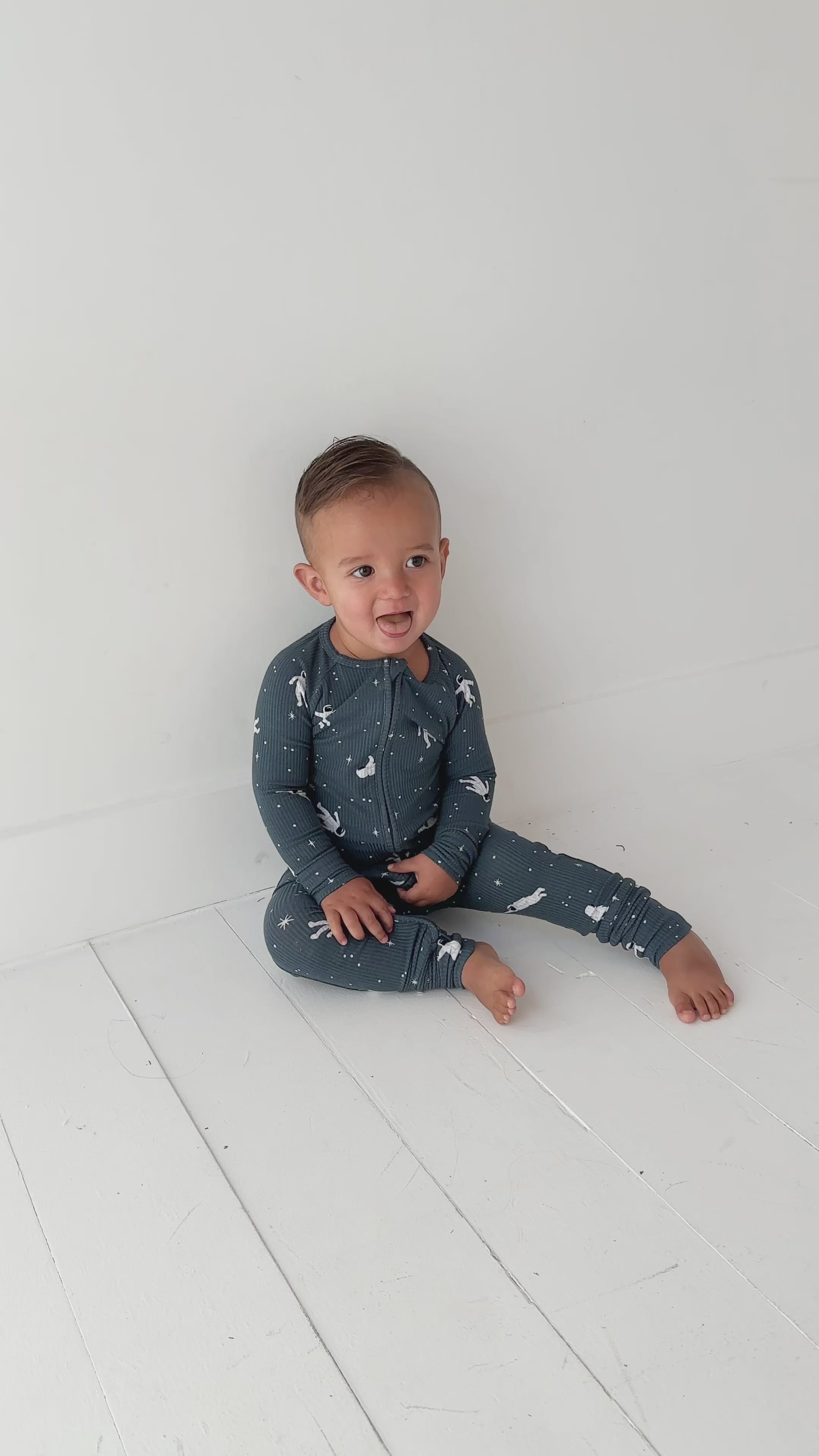 Astronauts Small Ribbed Zip Romper