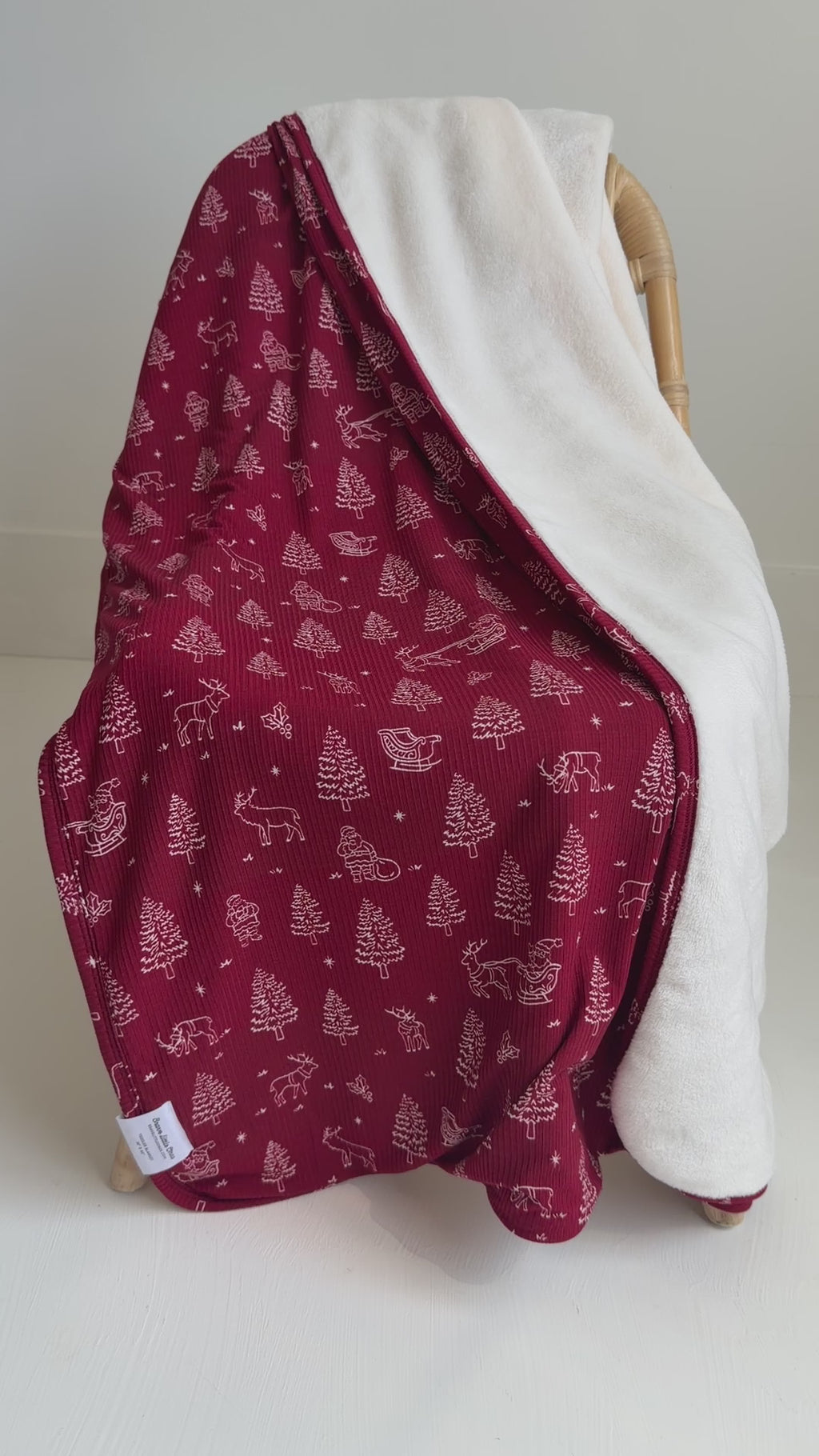 Reindeer & Santa Sleigh Small Ribbed Youth Blanket