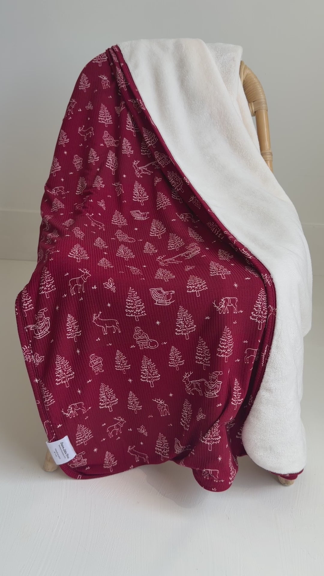 Reindeer & Santa Sleigh Small Ribbed Youth Blanket