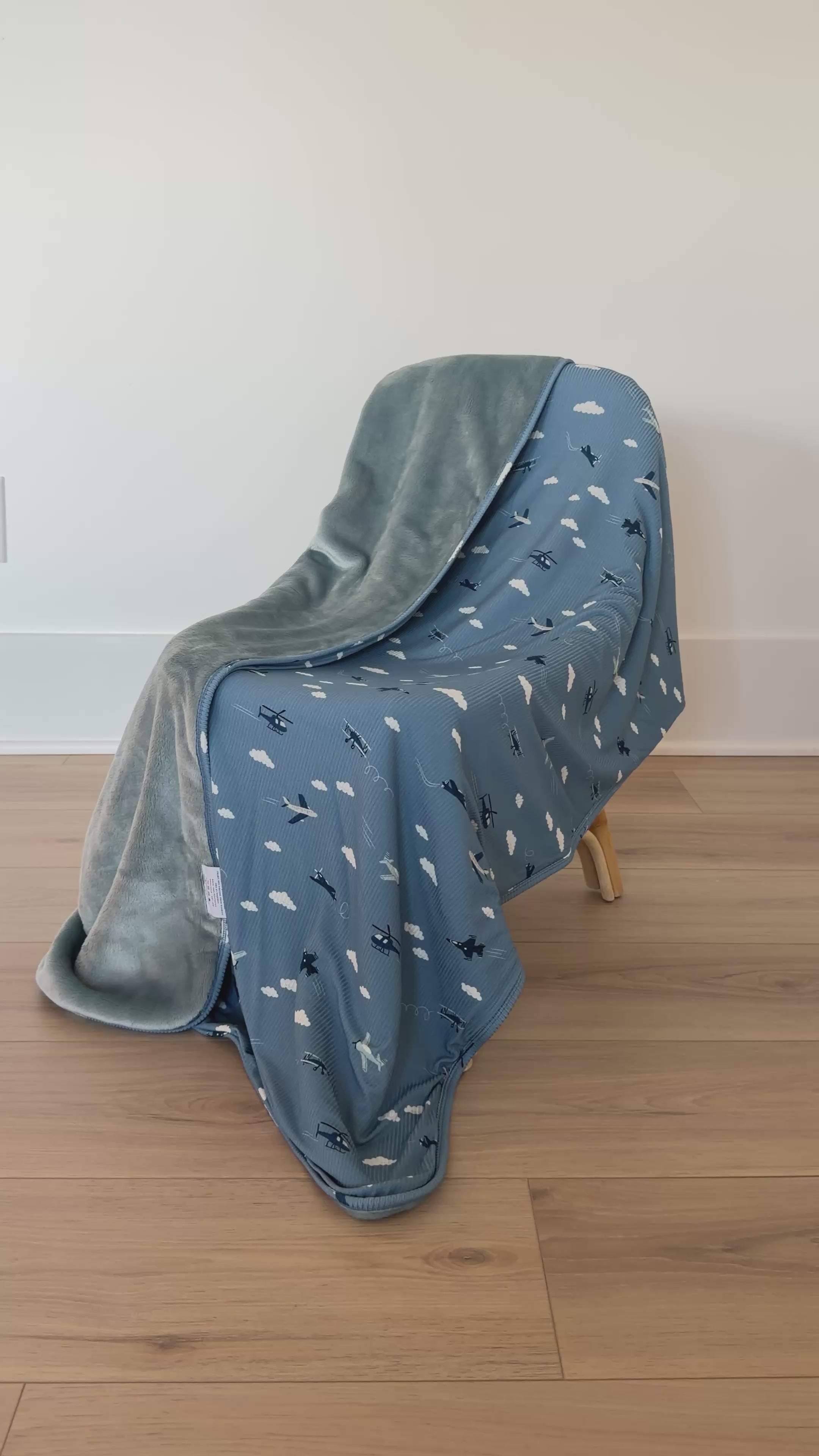 Take Flight Blue Small Ribbed Toddler Blanket