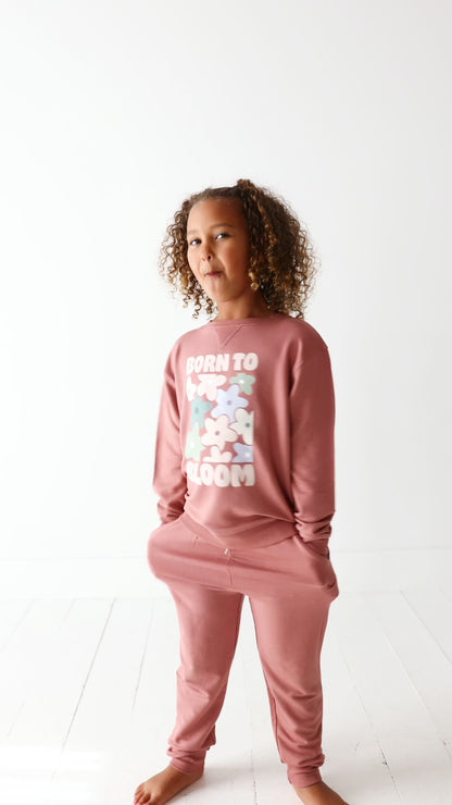 Born To Bloom Rose Bamboo French Terry Pullover & Jogger Set