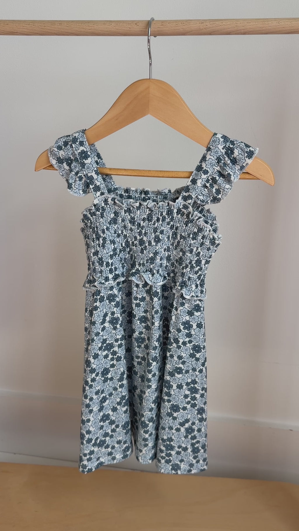 Bluebell Blossoms Small Ribbed Flutter Sleeve Dress