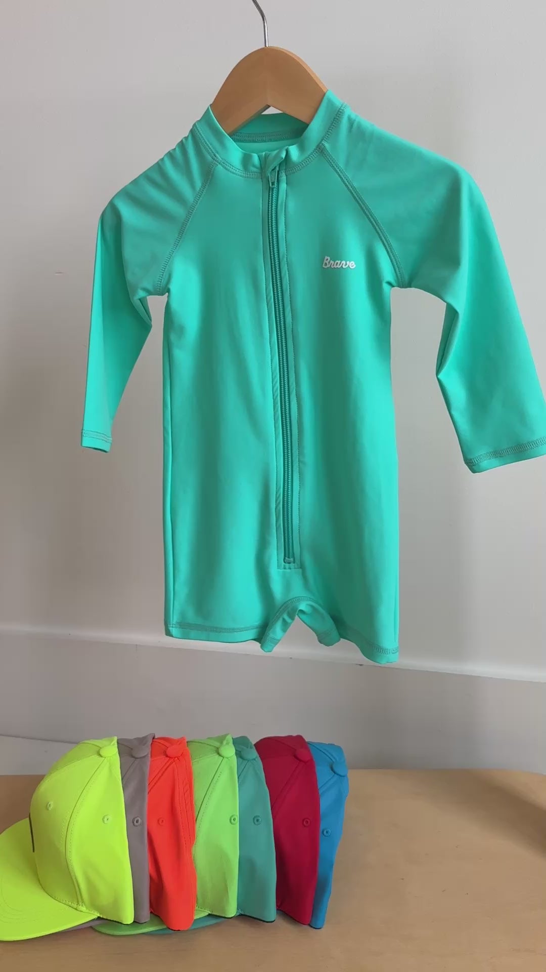 Neon Turquoise Long Sleeve Rash Guard Boy Shortie