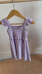 Lavender Small Ribbed Flutter Sleeve Dress