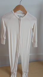 Cream Small Ribbed Zip Romper