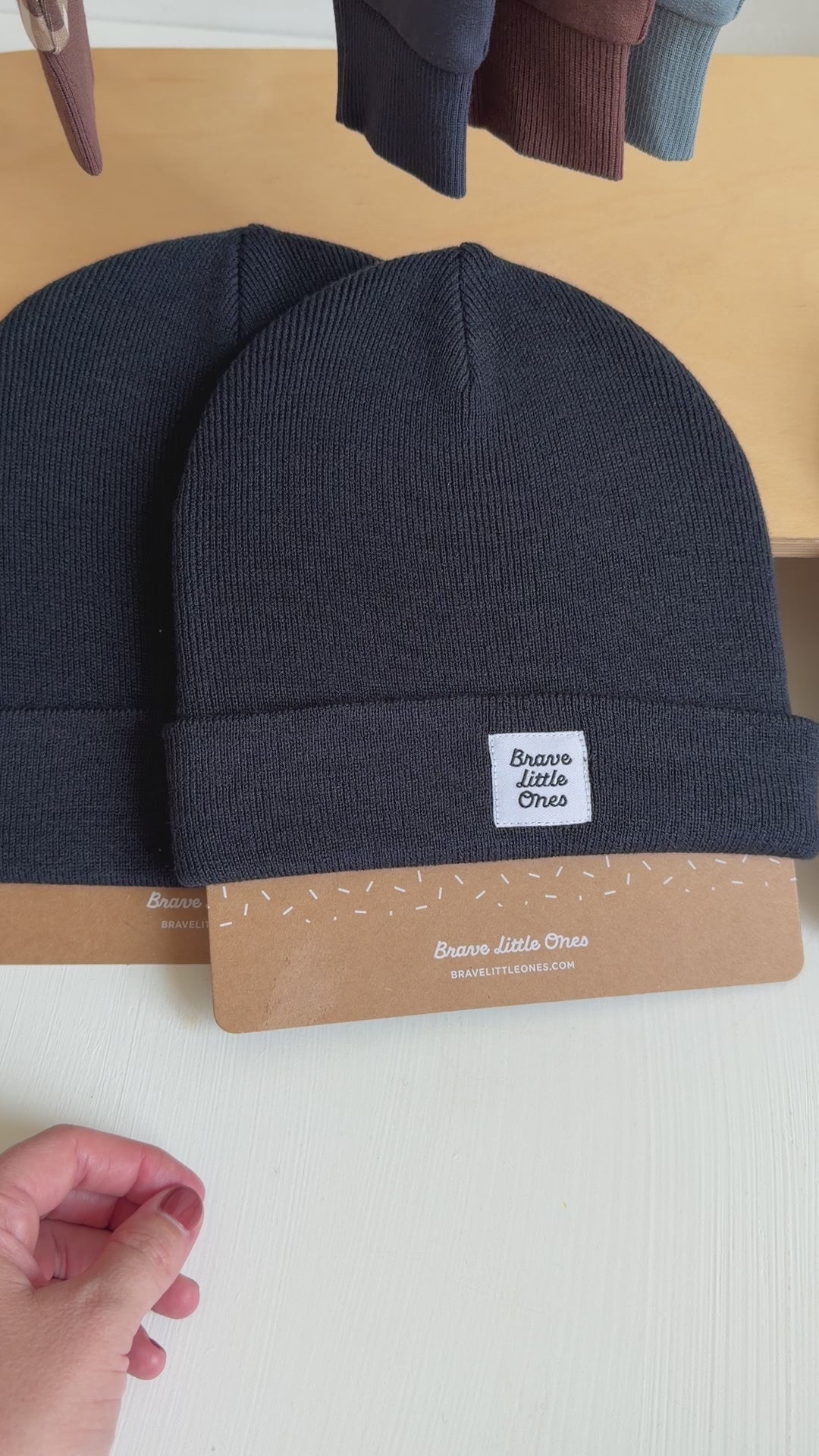 Dark Brown Gingham Knit Beanie