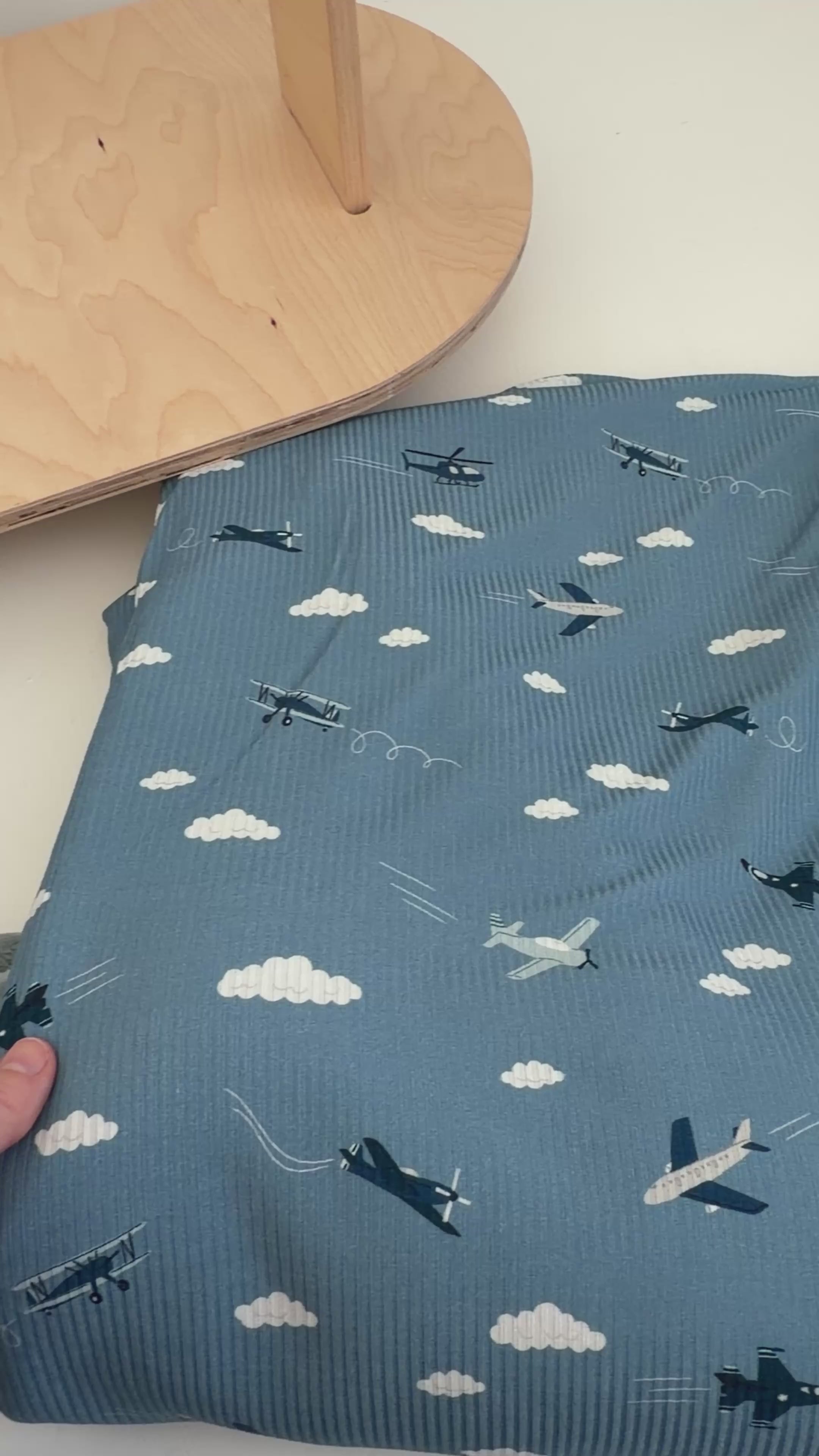 Take Flight Blue Small Ribbed Toddler Blanket