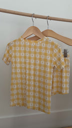 Yellow Gingham Tulip Shorts Two-Piece Set