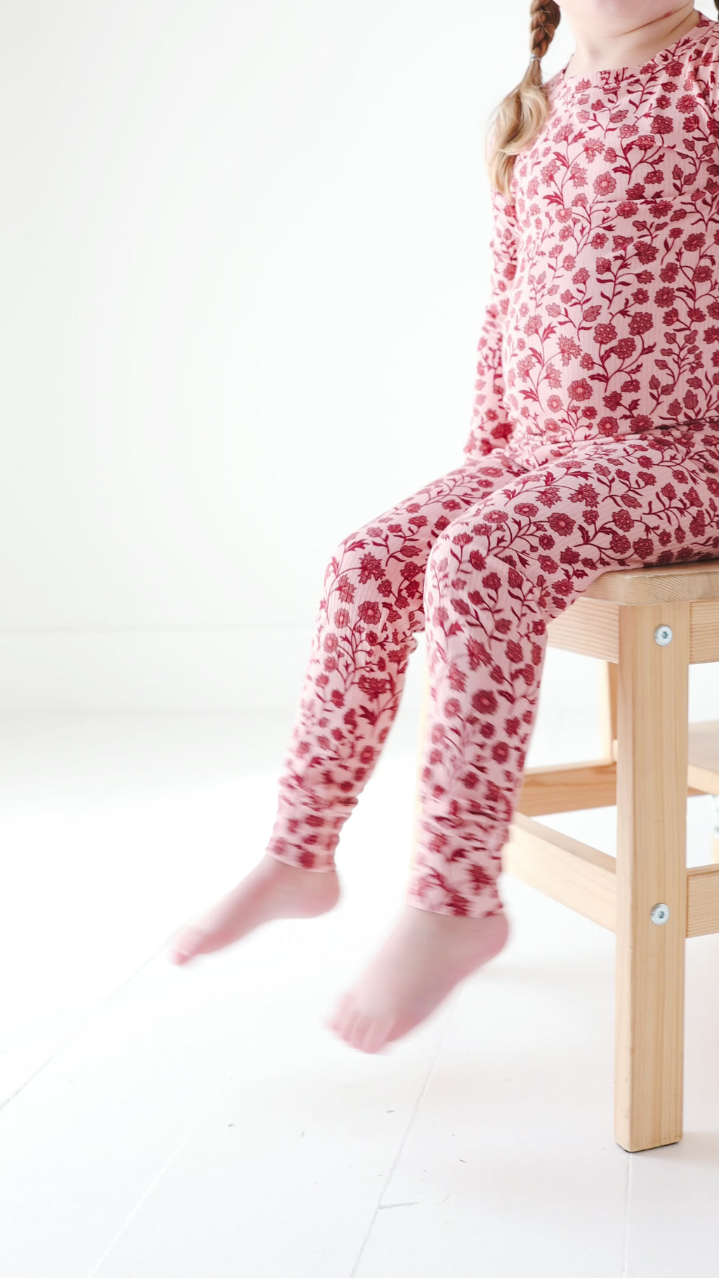 Mauve Floral Small Ribbed Two-Piece Set