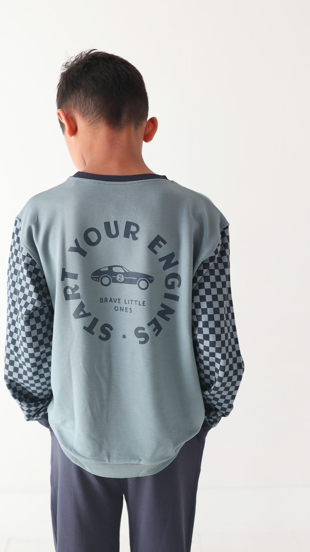 Slate Blue Start Your Engines Bamboo French Terry Pullover