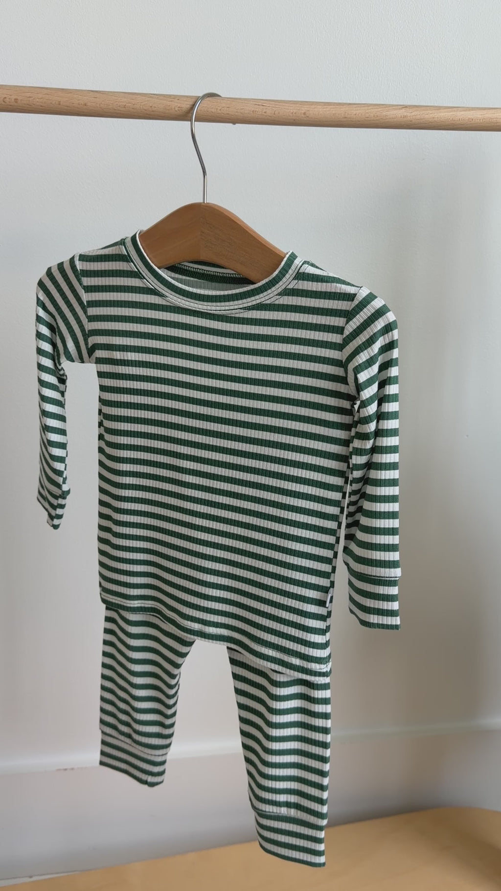 Eucalyptus Green Stripe Small Ribbed Two-Piece Set