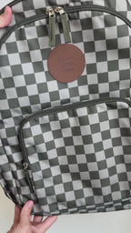 Dark Checkered Large Backpack