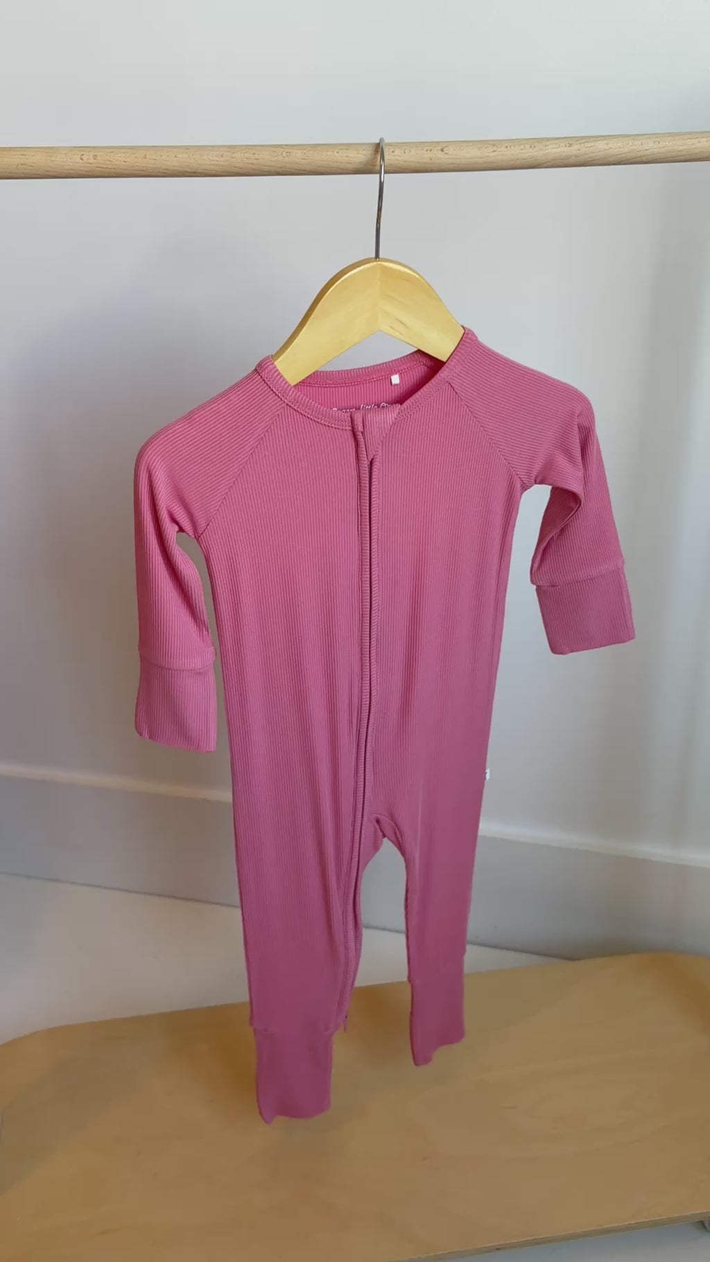 Peony Pink Small Ribbed Zip Romper