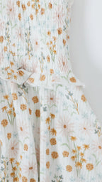 Whimsical Floral Small Ribbed Flutter Sleeve Dress