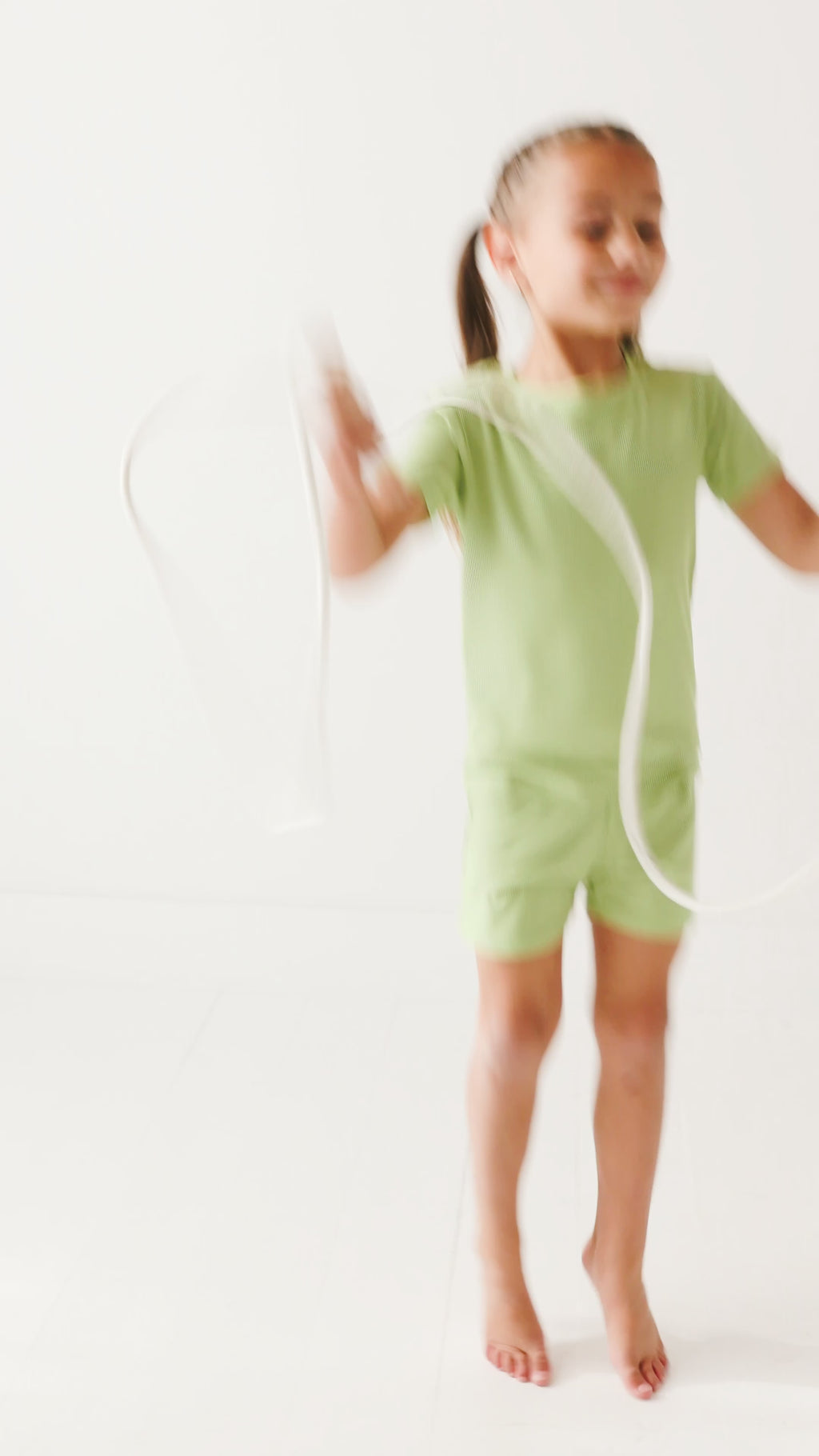 Tarragon Green Small Ribbed Shorts Two-Piece Set