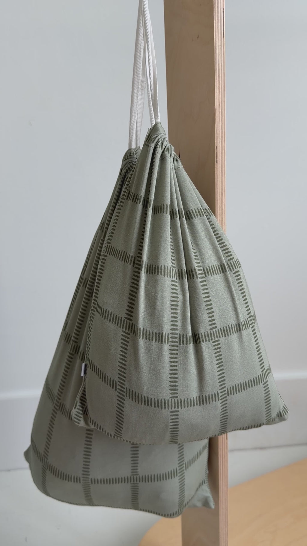 Grid Sage Green Crib Sheet