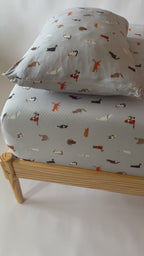Cats Gray Twin Sheet With Pillow Case