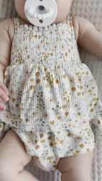 Whimsical Floral Small Ribbed Ruffle Romper