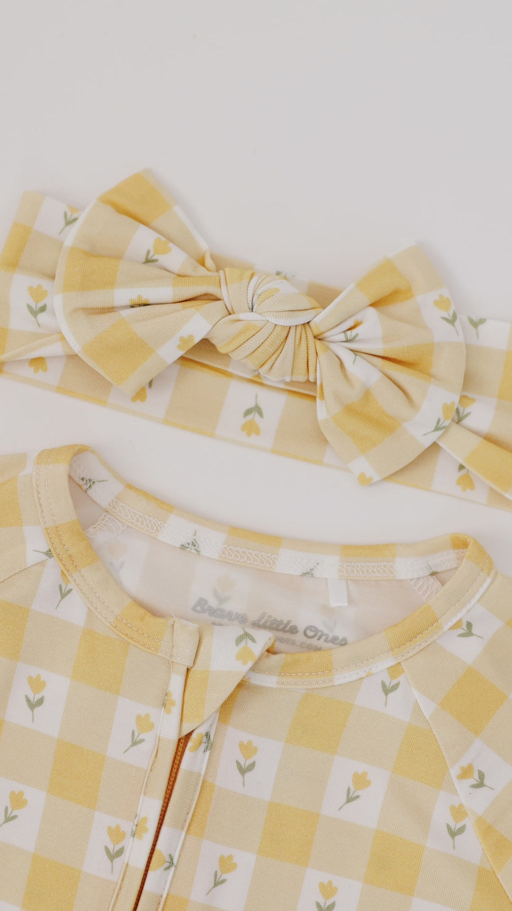Yellow Gingham Tulip Zip Romper