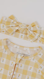 Yellow Gingham Tulip Zip Romper