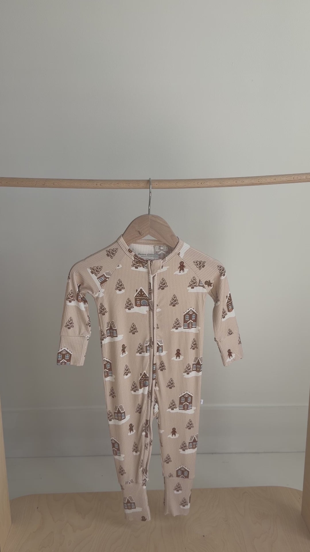 Gingerbread Small Ribbed Zip Romper