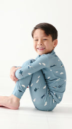 Take Flight Blue Small Ribbed Two-Piece Set