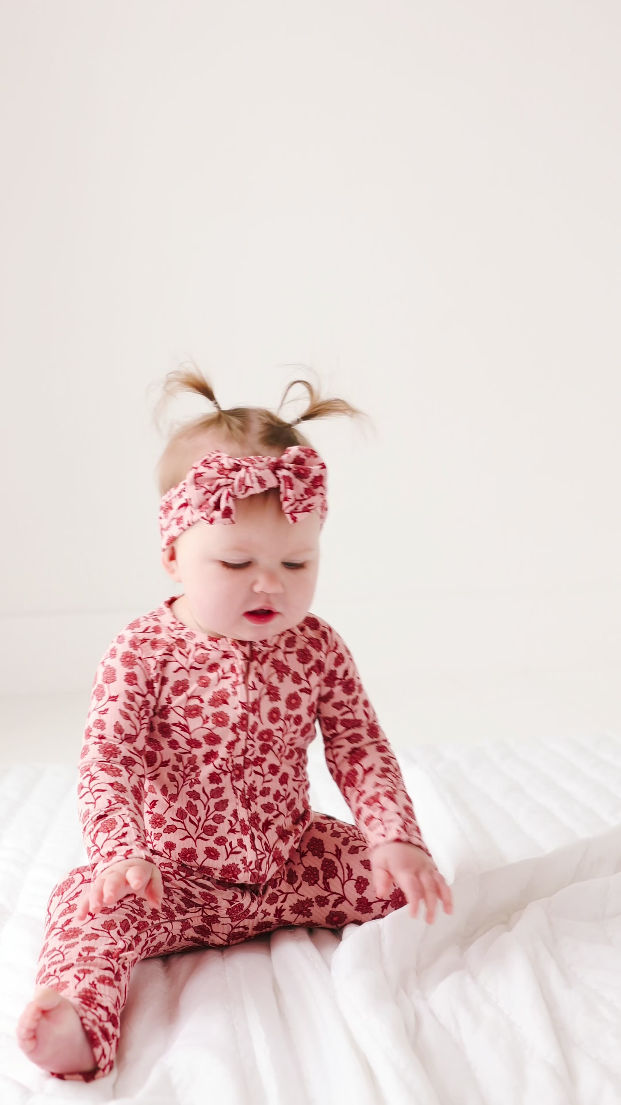 Mauve Floral Small Ribbed Zip Romper