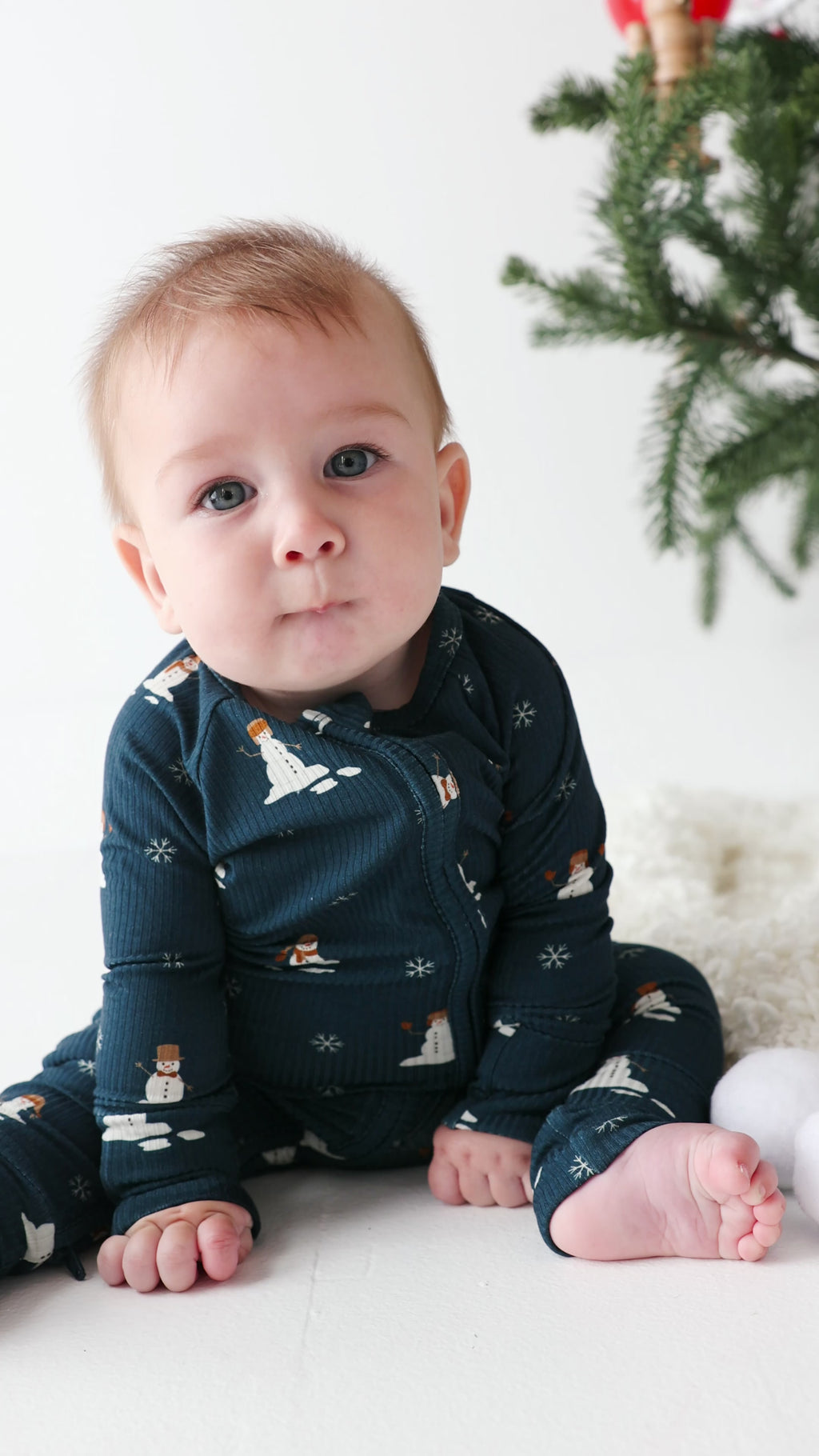 Snowmen Small Ribbed Zip Romper