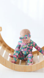 Retro Daisies Small Ribbed Bow