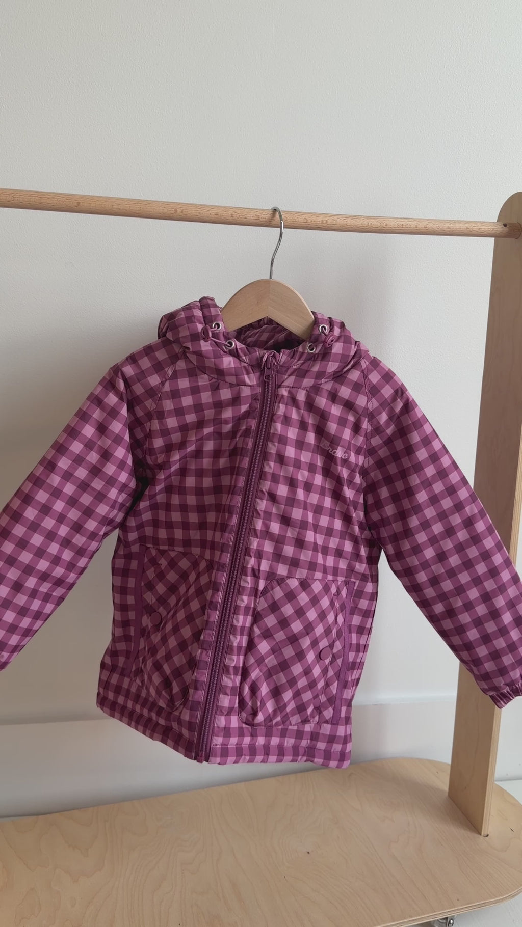 Deep Plum Gingham Puffer Jacket