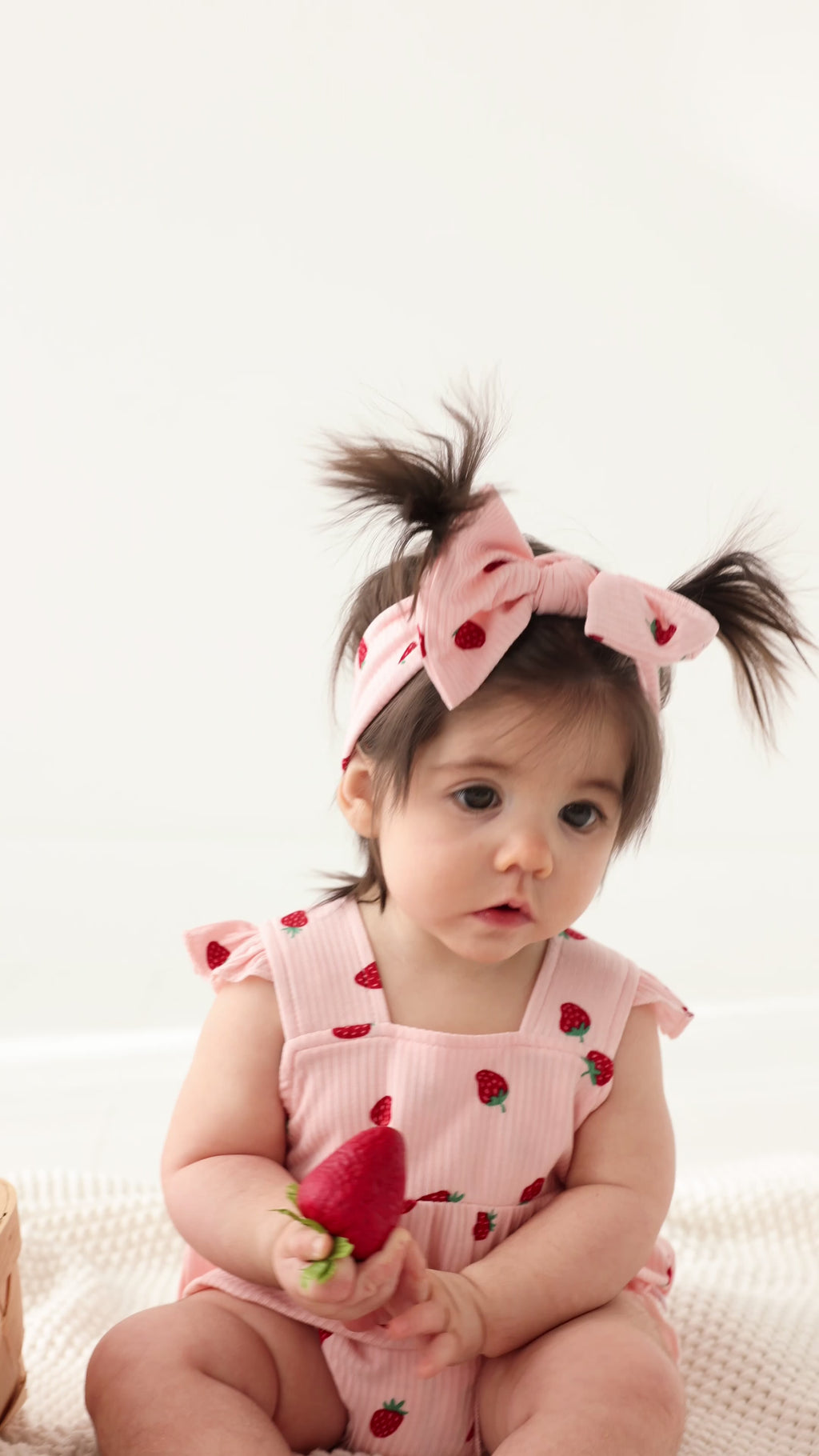 Strawberries Small Ribbed Bow