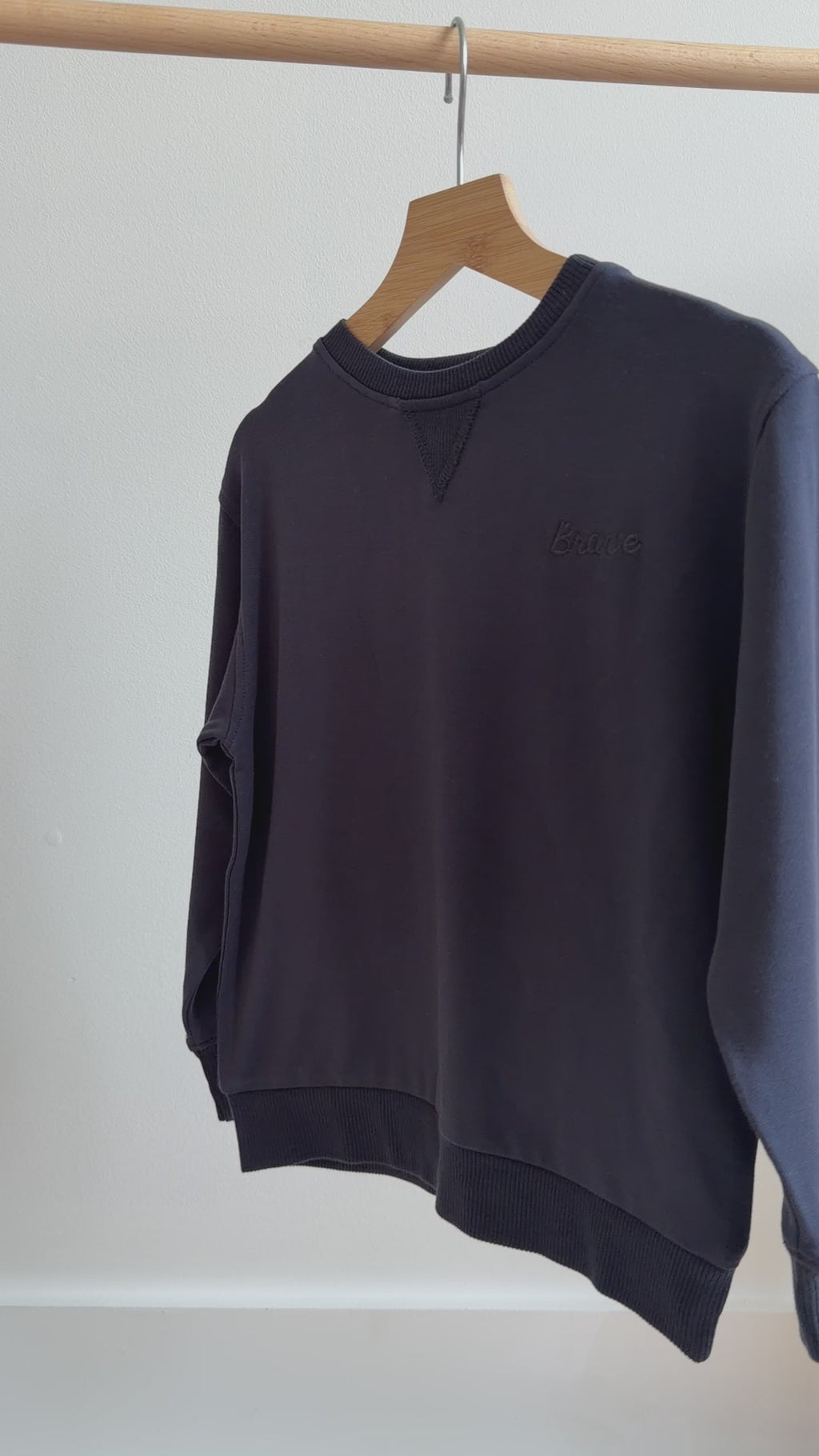 Dark Navy with Brave Embroidered Bamboo French Terry Pullover