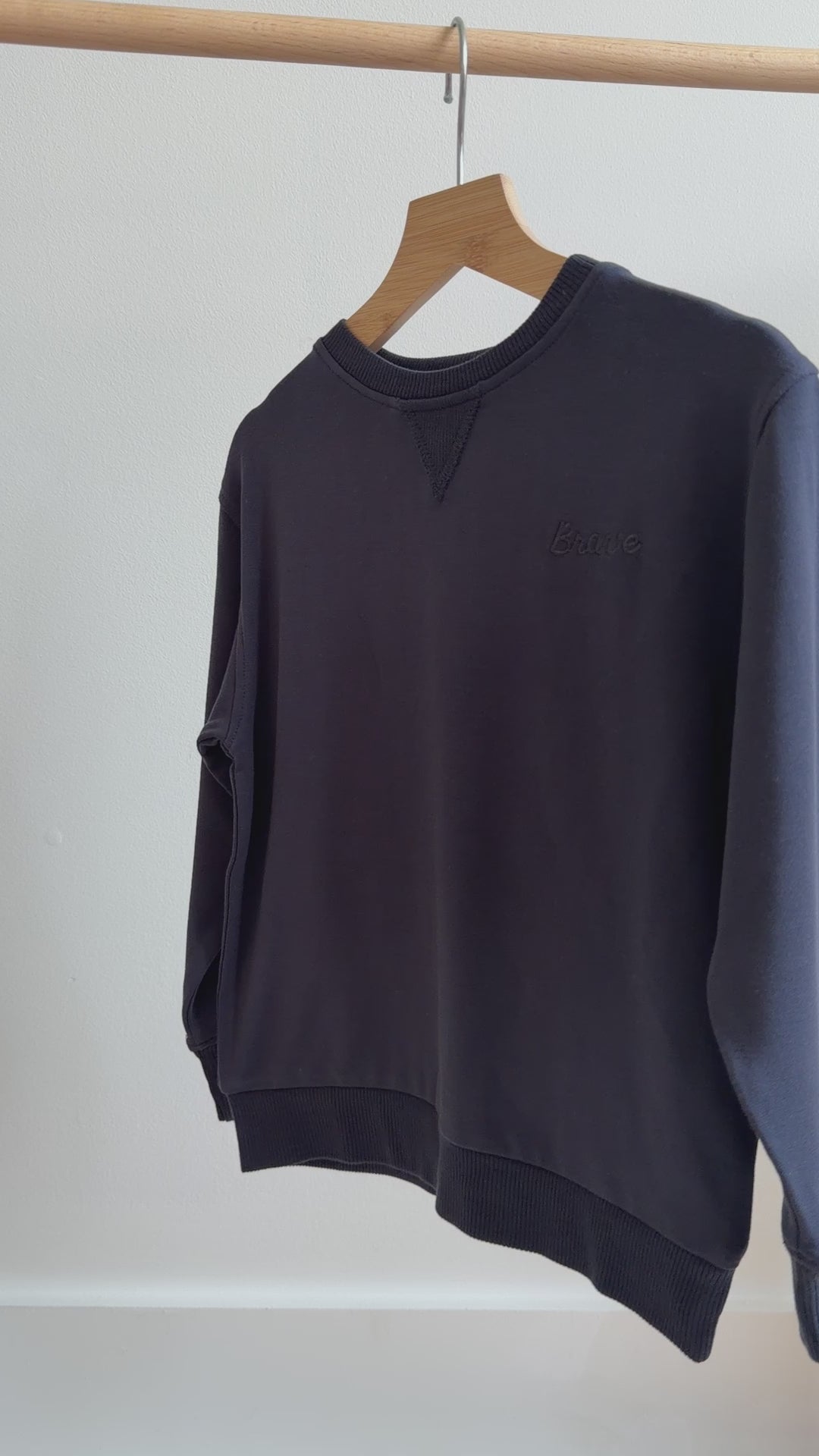 Dark Navy with Brave Embroidered Bamboo French Terry Pullover