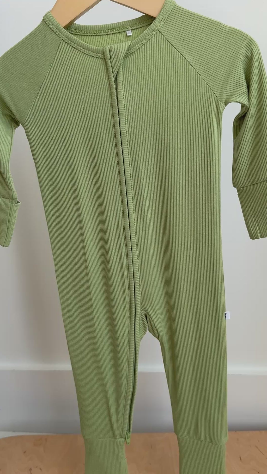 Tarragon Green Small Ribbed Zip Romper