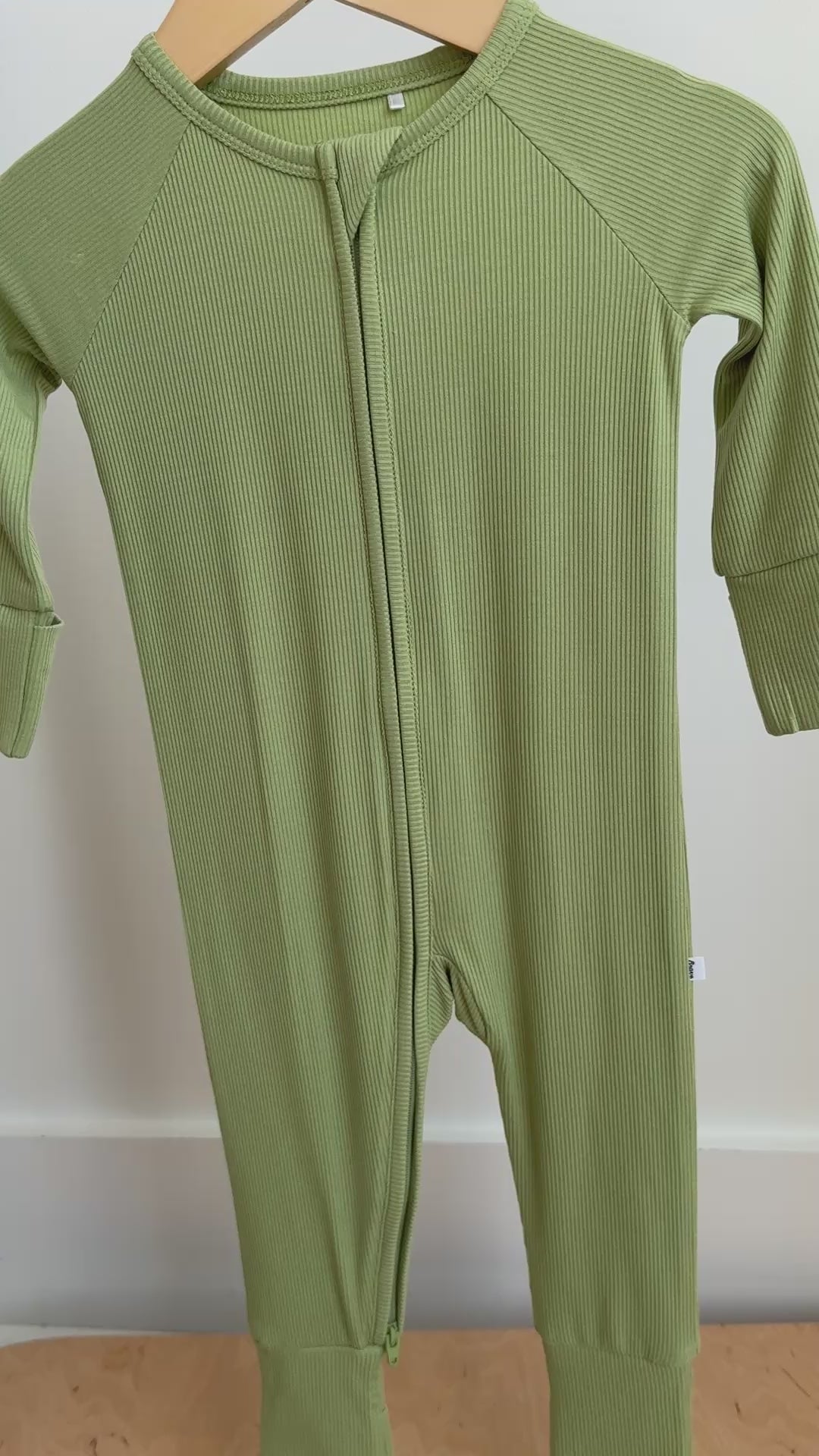 Tarragon Green Small Ribbed Zip Romper