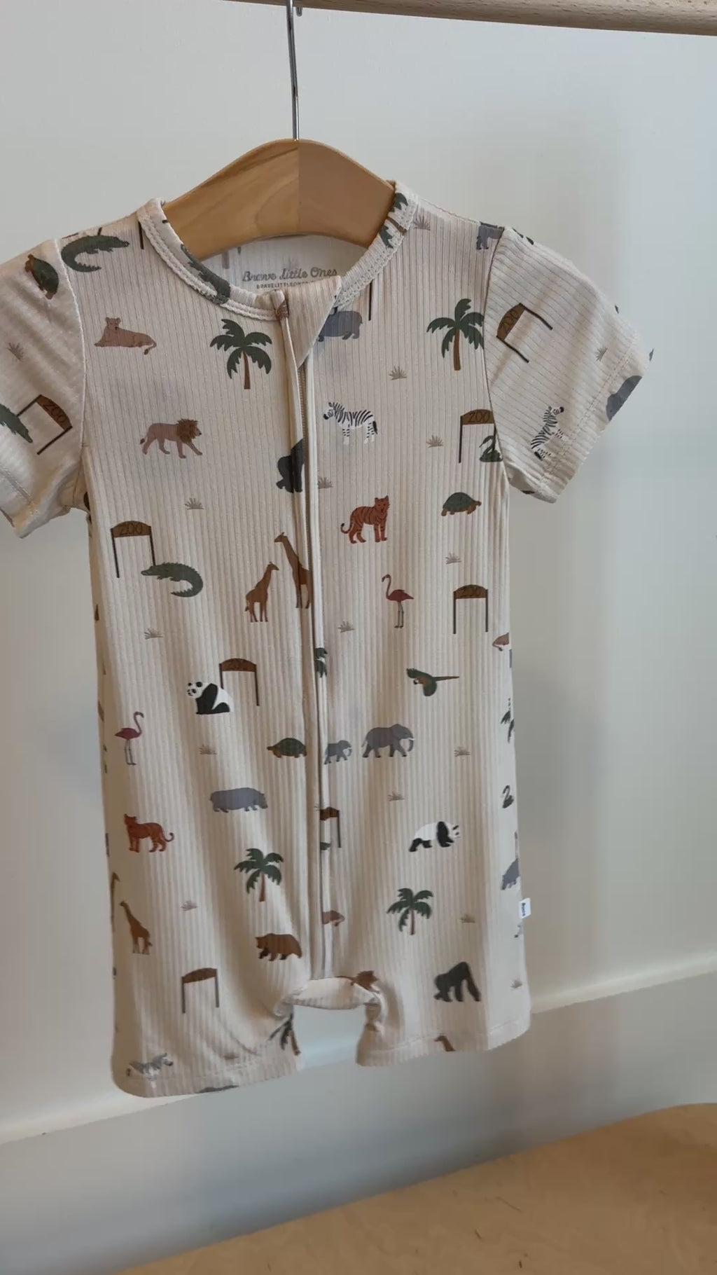 Zoo Day Small Ribbed Summer Zip Romper