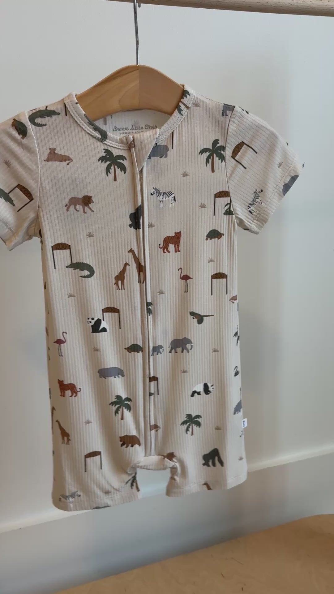 Zoo Day Small Ribbed Summer Zip Romper
