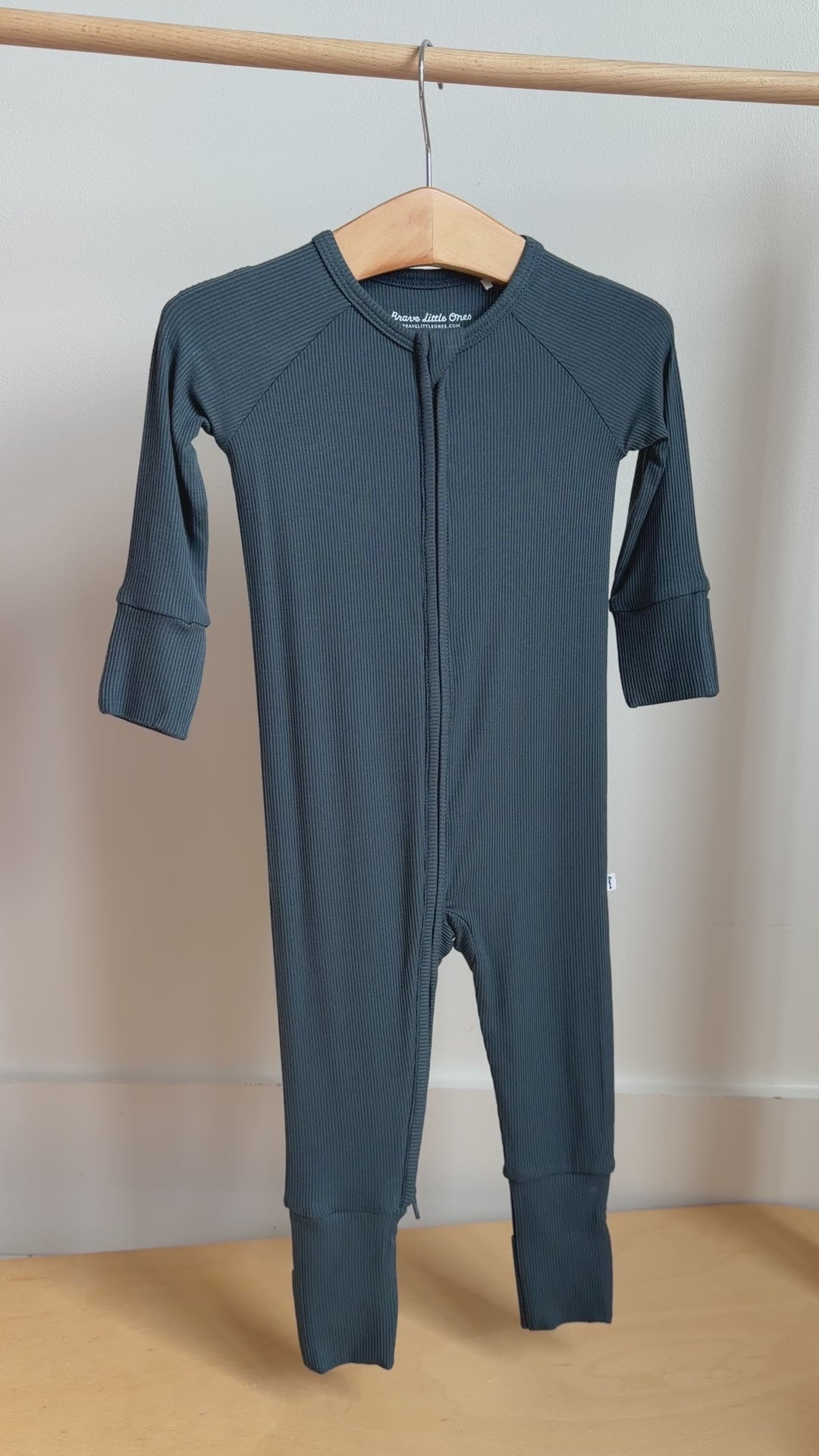 Dark Steel Blue Small Ribbed Zip Romper
