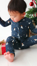 Snowmen Small Ribbed Zip Romper