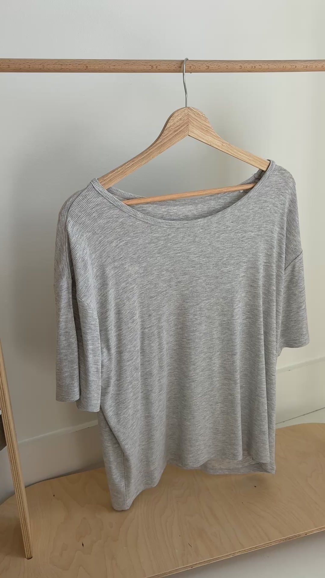 Heather Gray Small Ribbed Women's Short Sleeve & Pants Matching Set