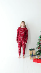 Reindeer & Santa Sleigh Small Ribbed Women's Long Sleeve Top