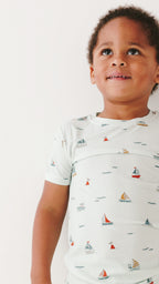 Nautical Boats Small Ribbed Shorts Two-Piece Set