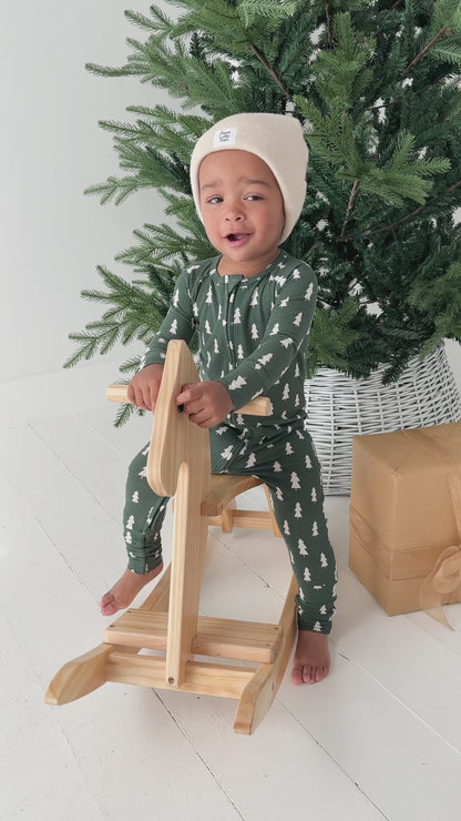 Christmas Trees Small Ribbed Zip Romper