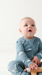 Take Flight Blue Small Ribbed Zip Romper