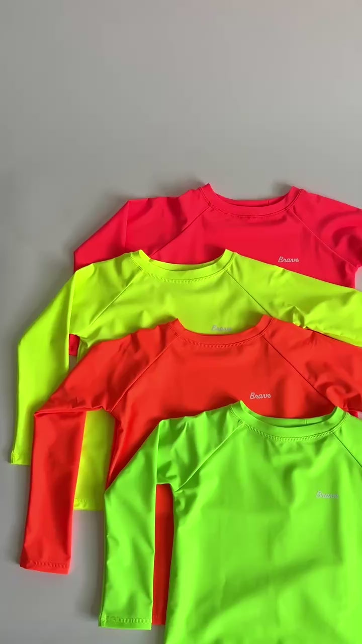 Neon Coral Rash Guard