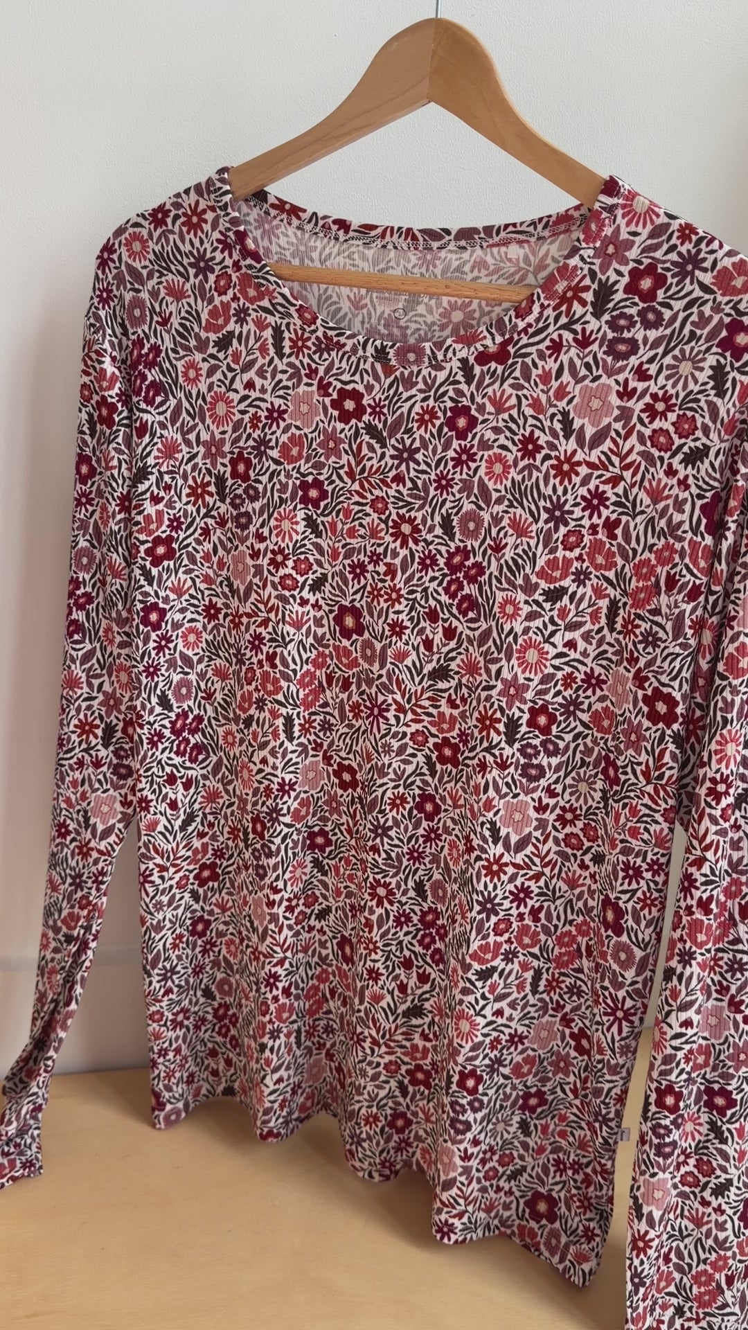 Fall Blooms Small Ribbed Women's Long Sleeve Top