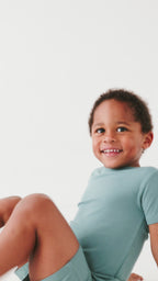 Glacier Blue Small Ribbed Shorts Two-Piece Set